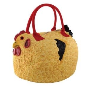 Go Cluck Yourself Rubber Rooster Hen Chicken Purse